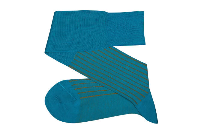 VICCEL / CELCHUK Knee Socks Turquoise Mustard Shadow Stripe 