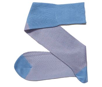 VICCEL / CELCHUK Knee Socks Herringbone Sky Blue / Light Pink