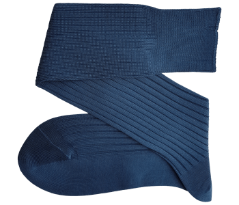 VICCEL / CELCHUK Knee Socks Solid Light Navy Blue Cotton
