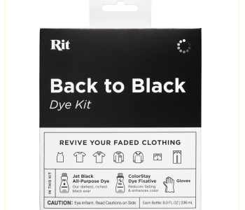 RIT DYE Back to BLACK Dye Kit 2x 8oz + Gloves - JET BLACK / GŁEBOKO CZARNY zestaw do barwienia tkanin