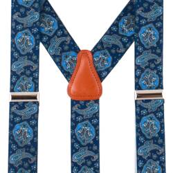 Ekskluzywne szelki do spodni, niebiesko, granatowe. Braces, Suspenders. Elegancki prezent dla mężczyzny.