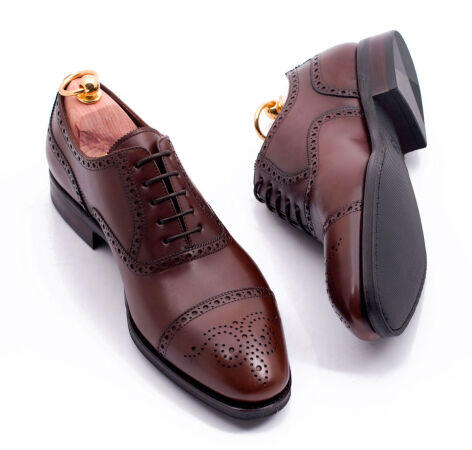 TLB MALLORCA Half Brogues NEWMAN 555C F Brown - brązowe brogsy męskie (SALE)