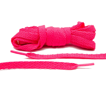 LACE LAB Flat Shoe Laces 8mm Neon Pink - Różowe płaskie sznurowadła do butów