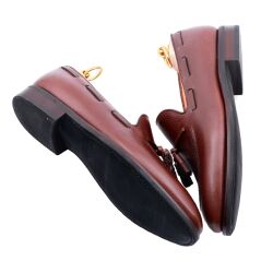 brązowe skórzane eleganckie stylowe brązowe loafersy klasyczne. Mokasyny patine 77044 chesnut brown