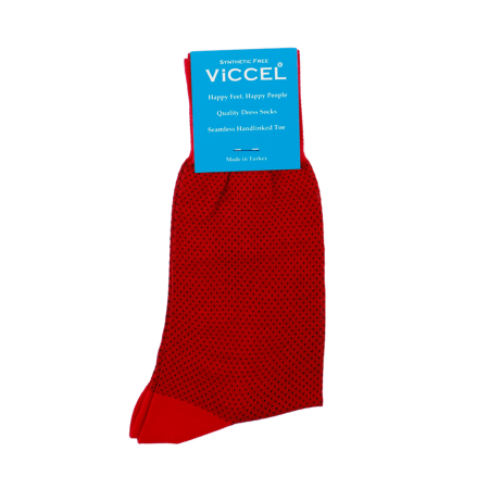 czerwone bawełniane skarpety męskie w czarne kropki viccel socks mesh dots red black