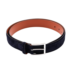 TLB MALLORCA Belt Suede Navy Blue 302ANB - Zamszowy granatowy pasek do spodni