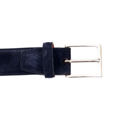 TLB MALLORCA Belt Suede Navy Blue 302ANB - Zamszowy granatowy pasek do spodni