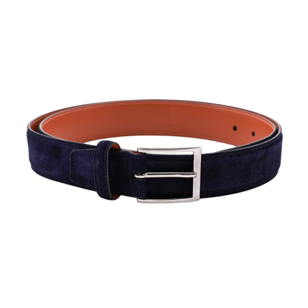 TLB MALLORCA Belt Suede Navy Blue 302ANB - Zamszowy granatowy pasek do spodni