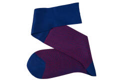 VICCEL / CELCHUK Knee Socks Herringbone Royal Blue / Red
