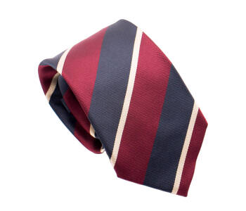 PATINE Tie Silk Stripe Rouge Hermes / Bleu Petrol / Or Pale