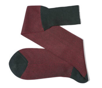 VICCEL / CELCHUK Knee Socks Birdseye Dark Green / Red