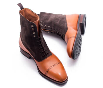 YANKO Balmoral Boots 755Y F Light Brown & Suede Brown - jasno brązowe trzewiki męskie