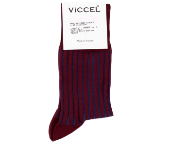 VICCEL / CELCHUK Socks Shadow Stripe Burgundy / Royal Blue - Burgundowe skarpety z niebieskimi wydzieleniami