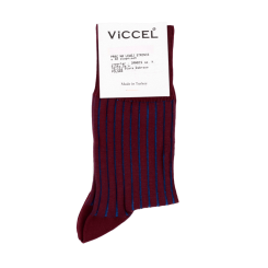 VICCEL / CELCHUK Socks Shadow Stripe Burgundy / Royal Blue - Burgundowe skarpety z niebieskimi wydzieleniami