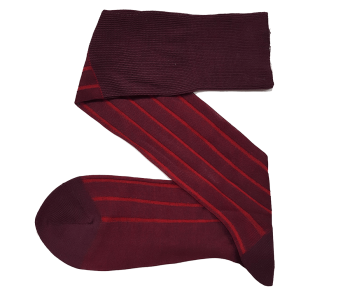 VICCEL / CELCHUK Knee Socks Shadow Stripe Burgundy / Red