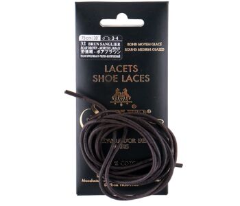 SAPHIR MDOR Laces Medium Glazed 2mm Boar Brown - brązowe okrągłe sznurowadła średni połysk