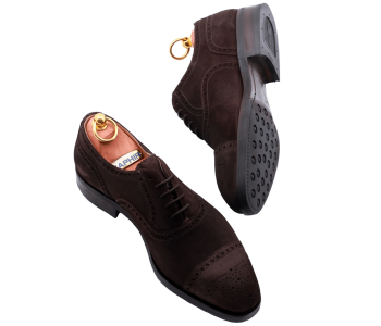 Yanko Half Brogues 435Y Softy Testa Moro - brązowe zamszowe brogsy męskie (SALE)