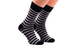 PATINE Socks PAPA04-2999 - Czarne skarpety w szare paski