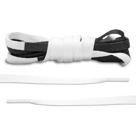 LACE LAB JORDAN 1 Laces 8mm White / Black - Dwukolorowe płaskie sznurowadła do butów