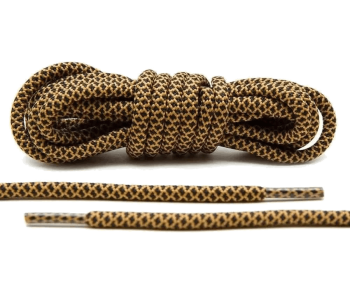 LACE LAB Rope Laces 5mm Black / Tan - Czarnobrązowe okrągłe sznurowadła do butów