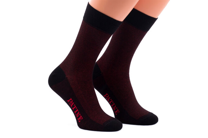 PATINE Socks PAME01-0001 - Czarne skarpety z czerwonymi prześwitami (SALE)
