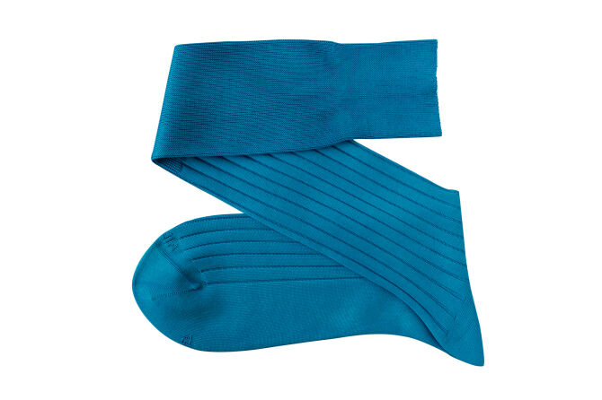 VICCEL / CELCHUK Knee Socks Solid Turquoise Cotton