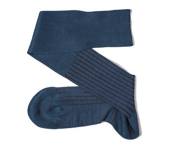 VICCEL / CELCHUK Knee Socks Shadow Stripe Light Navy Blue Burgundy