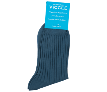 VICCEL / CELCHUK Socks Solid Light Navy Blue Cotton