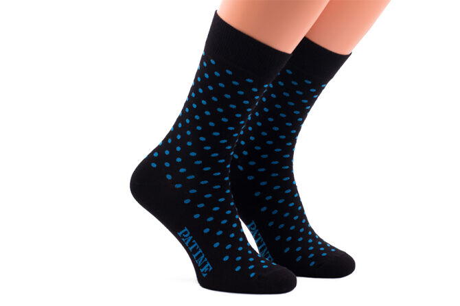 PATINE Socks PAKO02-0706 - Czarne skarpety w niebieskie grochy (SALE)