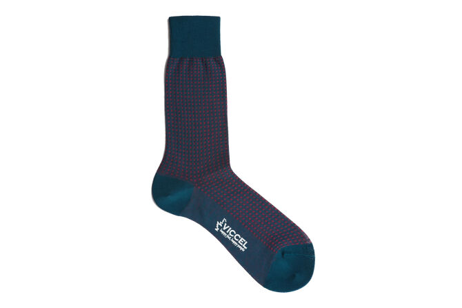 VICCEL / CELCHUK Socks Petrolium Red Square Dot 