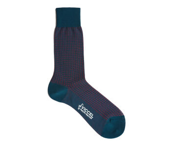 VICCEL / CELCHUK Socks Petrolium Red Square Dot