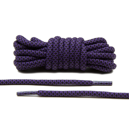 LACE LAB Rope Laces 5mm Purple / Black - Purpurowo czarne okrągłe sznurowadła do butów