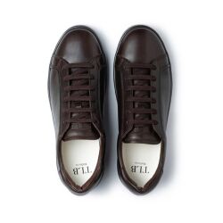 Klasyczne ciemnobrązowe skórzane sneakersy męskie, TLB MALLORCA SNEAKERS S3 Beta Funchal Marron - Ciemnobrazowe skórzane Sneakersy na podeszwie gumowej w kolorze brązowym