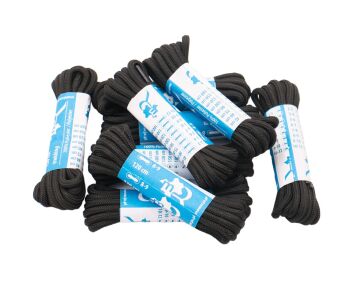 MR Laces Trekking Strong 4mm Black -  okrągłe czarne wzmacniane sznurowadła trekkingowe z rdzeniem