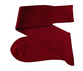 VICCEL Knee Socks Solid Claret Red Cotton