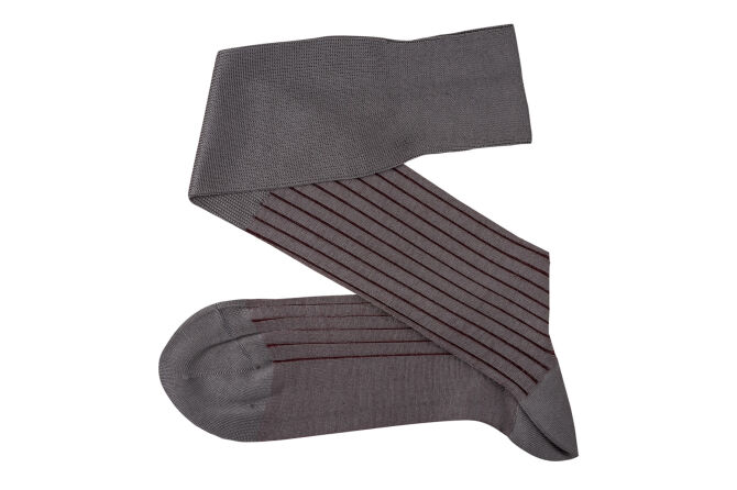 VICCEL / CELCHUK Knee Socks Shadow Stripe Gray Burgundy 