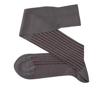 VICCEL Knee Socks Shadow Stripe Gray Burgundy 