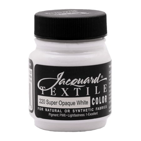 JACQUARD Textile Color Paint Super Opaque White #220 2.25oz / Biała kryjąca farba do tkanin