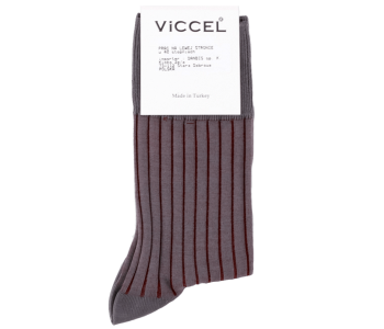 VICCEL / CELCHUK Socks Shadow Stripe Gray / Burgundy 