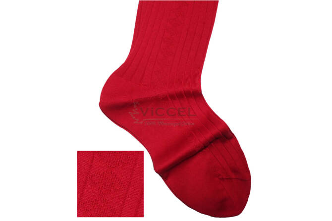 VICCEL / CELCHUK Knee Socks Diamond Textured Scarlet Red