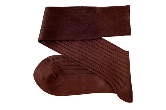 VICCEL / CELCHUK Knee Socks Solid Brown Cotton