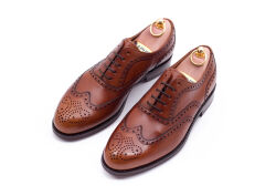 Brogues cambridge cuero. Jasno brązowe obuwie eleganckie, biznesowe, biurowe, ślubne, okolicznościowe, gyw, męskie.