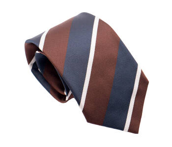 PATINE Tie Silk Stripe Marron / Bleu Petrol / Argent