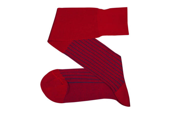 VICCEL / CELCHUK Knee Socks Red Royal Blue Shadow Stripe