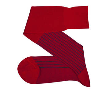 VICCEL Knee Socks Red Royal Blue Shadow Stripe