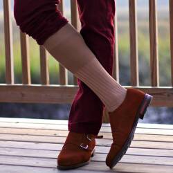 eleganckie beżowe podkolanówki męskie viccel knee socks elastane cotton tan