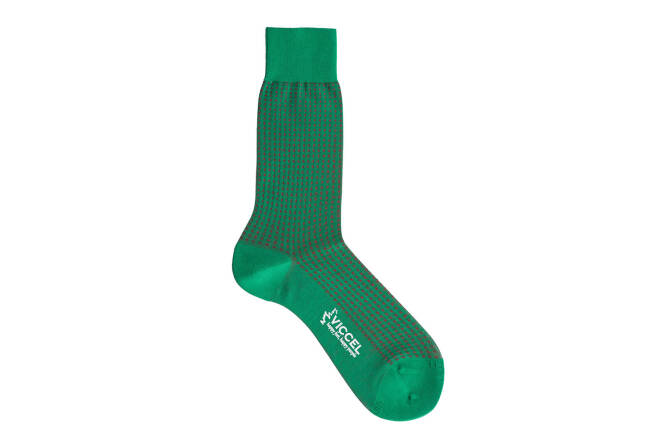 VICCEL / CELCHUK Socks Pistacio Green Red Square Dot