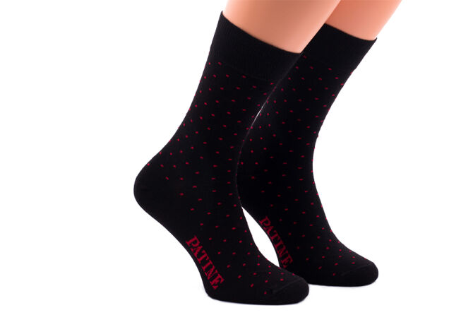PATINE Socks PAKO01-6017 - Czarne skarpety w czerwone kropki (SALE)