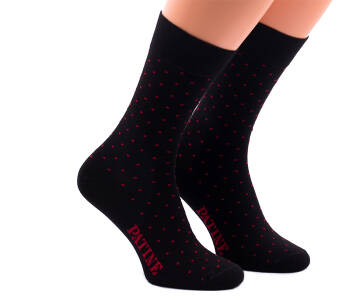 PATINE Socks PAKO01-6017 - Czarne skarpety w czerwone kropki