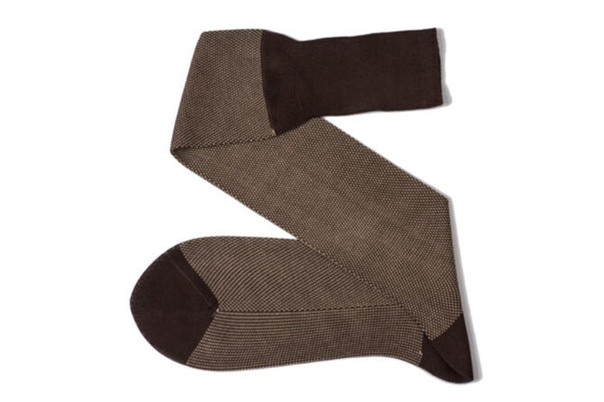 VICCEL / CELCHUK Knee Socks Birdseye Brown / Beige